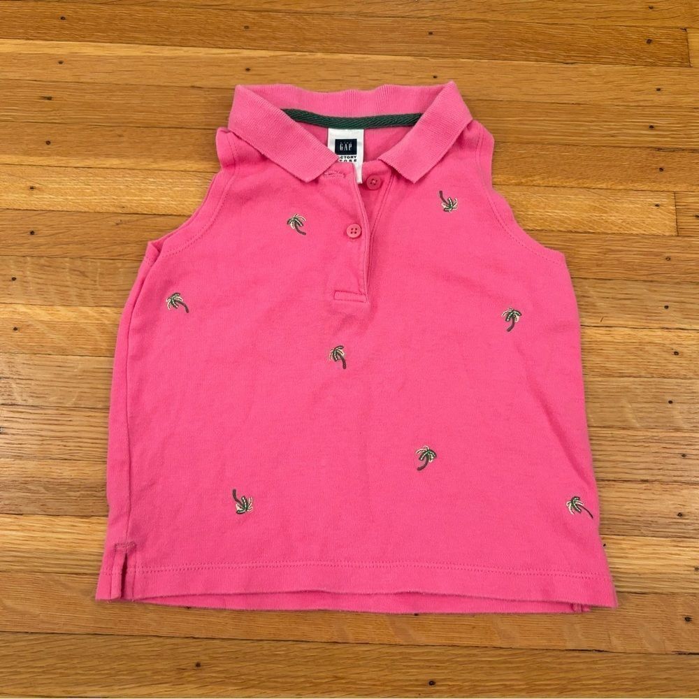 Baby Gap Factory Vintage y2k 2004 pink embroidered palm tree polo tank